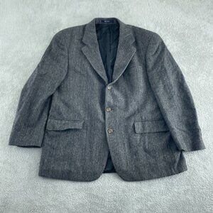 Vtg Chaps Ralph Lauren Mens Gray Wool Blend Blazer Jacket 44R Canada 2623